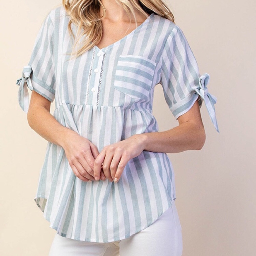 Sage Blouse With Bows